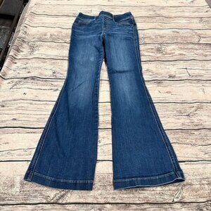 Spanx High Rise Shapewear Flare Jeans; Pull On Style; Dark Wash Size Small